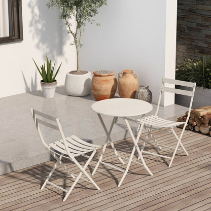 Set da bistrot da patio minimalista da 3 pezzi con tavolo rotondo pieghevole e sedie - 3-Piece-Patio-Bistro-Set