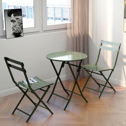 Set da bistrot da patio minimalista da 3 pezzi con tavolo rotondo pieghevole e sedie - 3-Piece-Patio-Bistro-Set