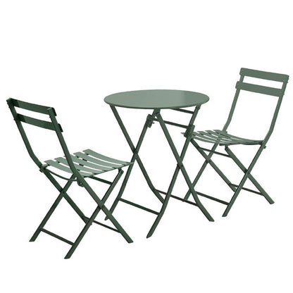 Set da bistrot da patio minimalista da 3 pezzi con tavolo rotondo pieghevole e sedie - 3-Piece-Patio-Bistro-Set