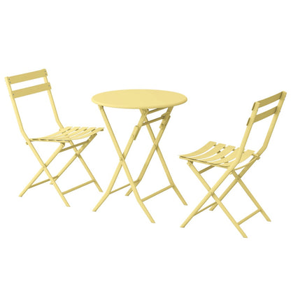Set da bistrot da patio minimalista da 3 pezzi con tavolo rotondo pieghevole e sedie - 3-Piece-Patio-Bistro-Set