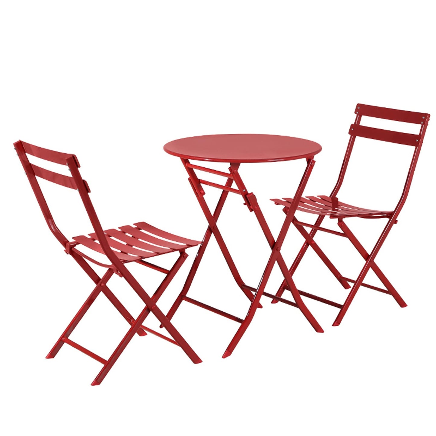 Set da bistrot da patio minimalista da 3 pezzi con tavolo rotondo pieghevole e sedie - 3-Piece-Patio-Bistro-Set