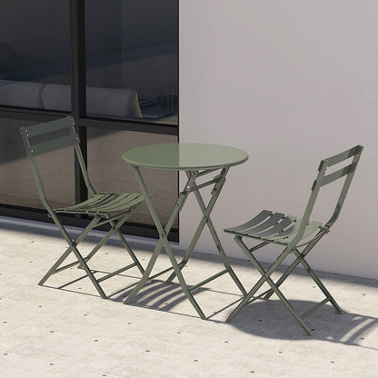 Set da bistrot da patio minimalista da 3 pezzi con tavolo rotondo pieghevole e sedie - 3-Piece-Patio-Bistro-Set