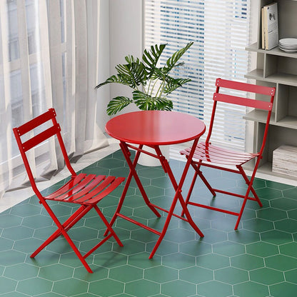 Set da bistrot da patio minimalista da 3 pezzi con tavolo rotondo pieghevole e sedie - 3-Piece-Patio-Bistro-Set