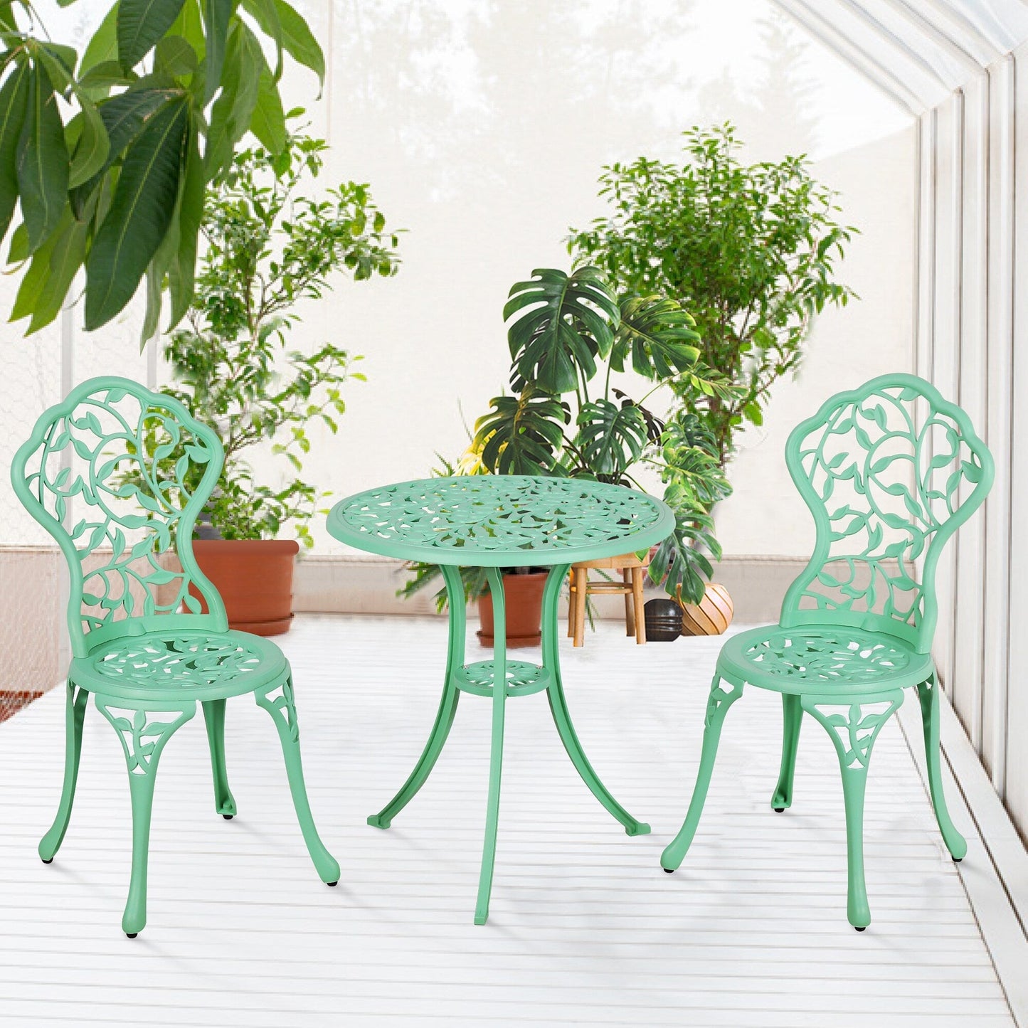 Set da bistrot da esterno in alluminio pressofuso da 3 pezzi