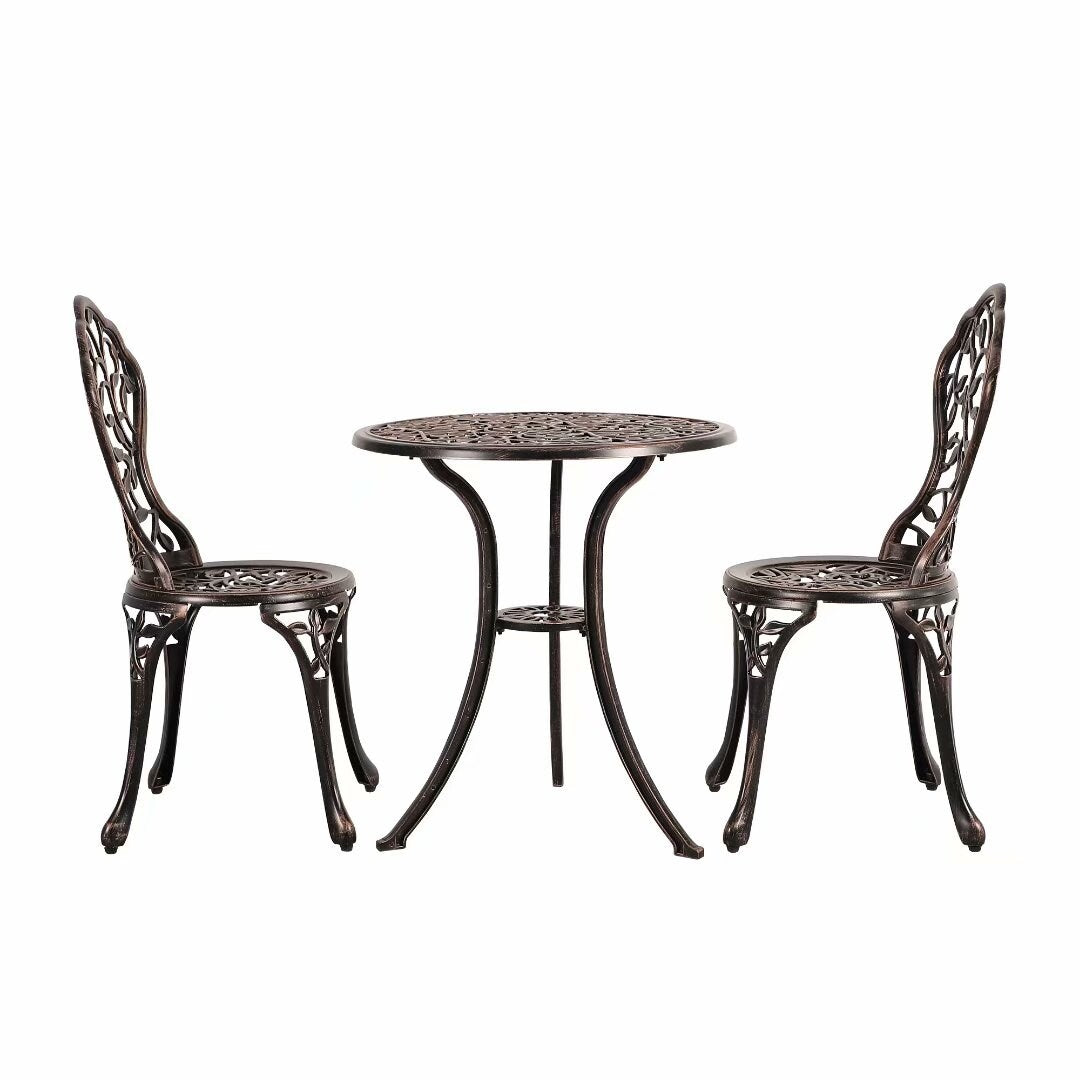 Set da bistrot da esterno in alluminio pressofuso da 3 pezzi