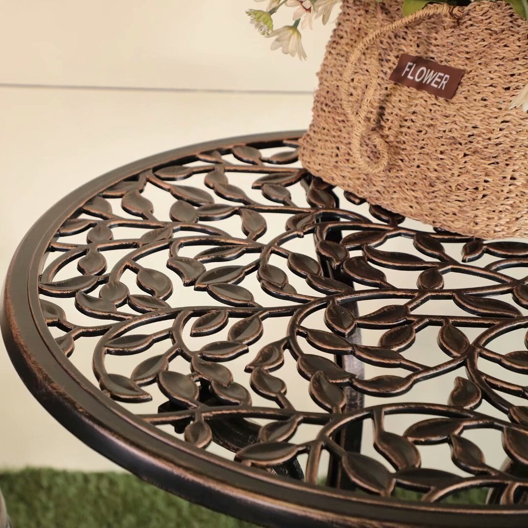 Set da bistrot da esterno in alluminio pressofuso da 3 pezzi