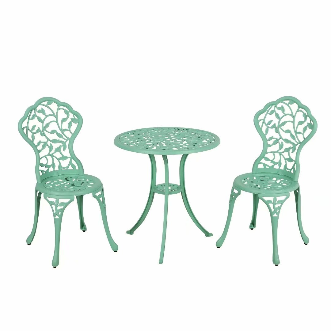 Set da bistrot da esterno in alluminio pressofuso da 3 pezzi