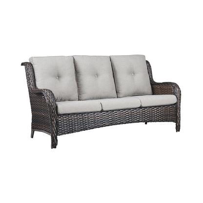 Set di 3 pouf componibili in vimini con schienale alto per esterni Gymojoy