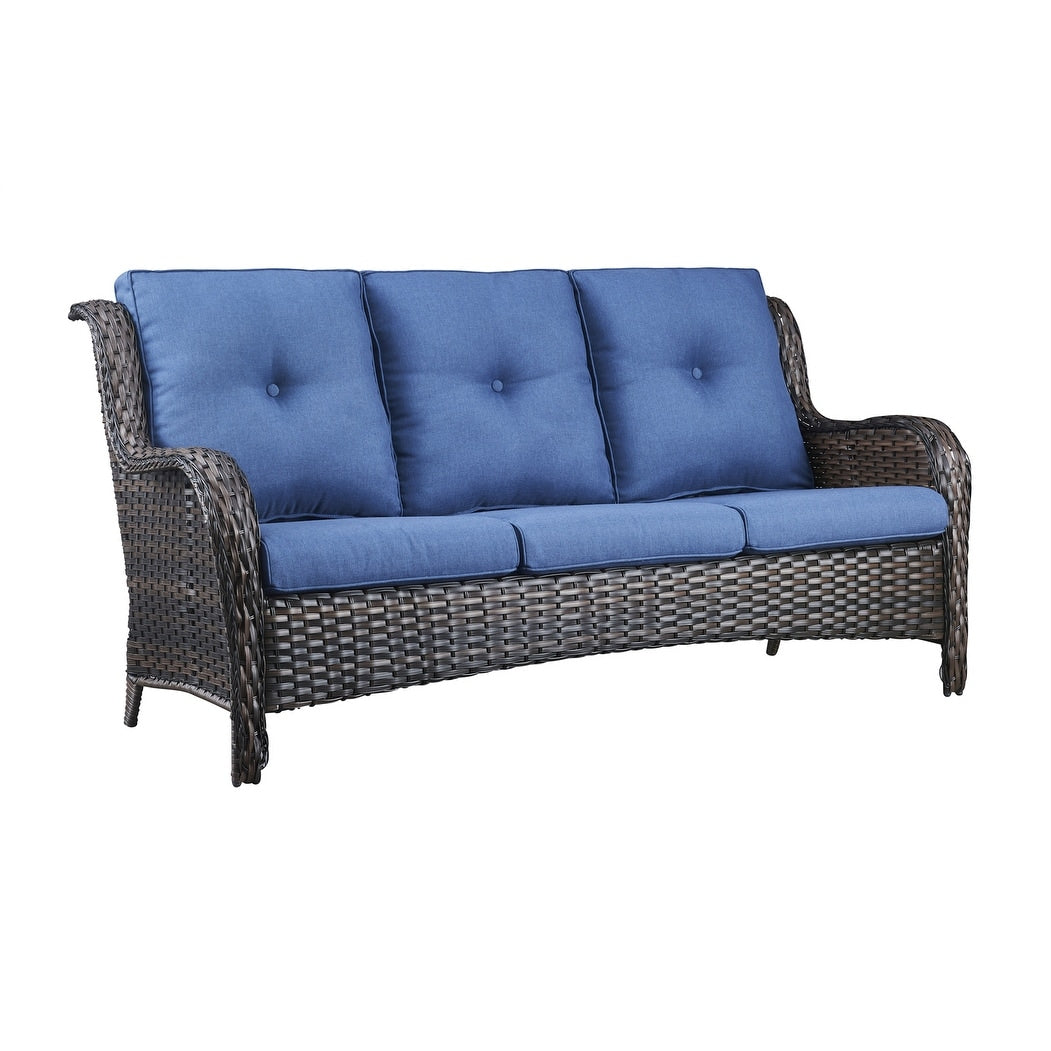 Set di 3 pouf componibili in vimini con schienale alto per esterni Gymojoy