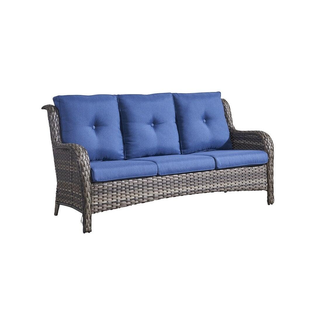 Set di 3 pouf componibili in vimini con schienale alto per esterni Gymojoy