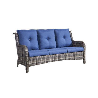 Set di 3 pouf componibili in vimini con schienale alto per esterni Gymojoy