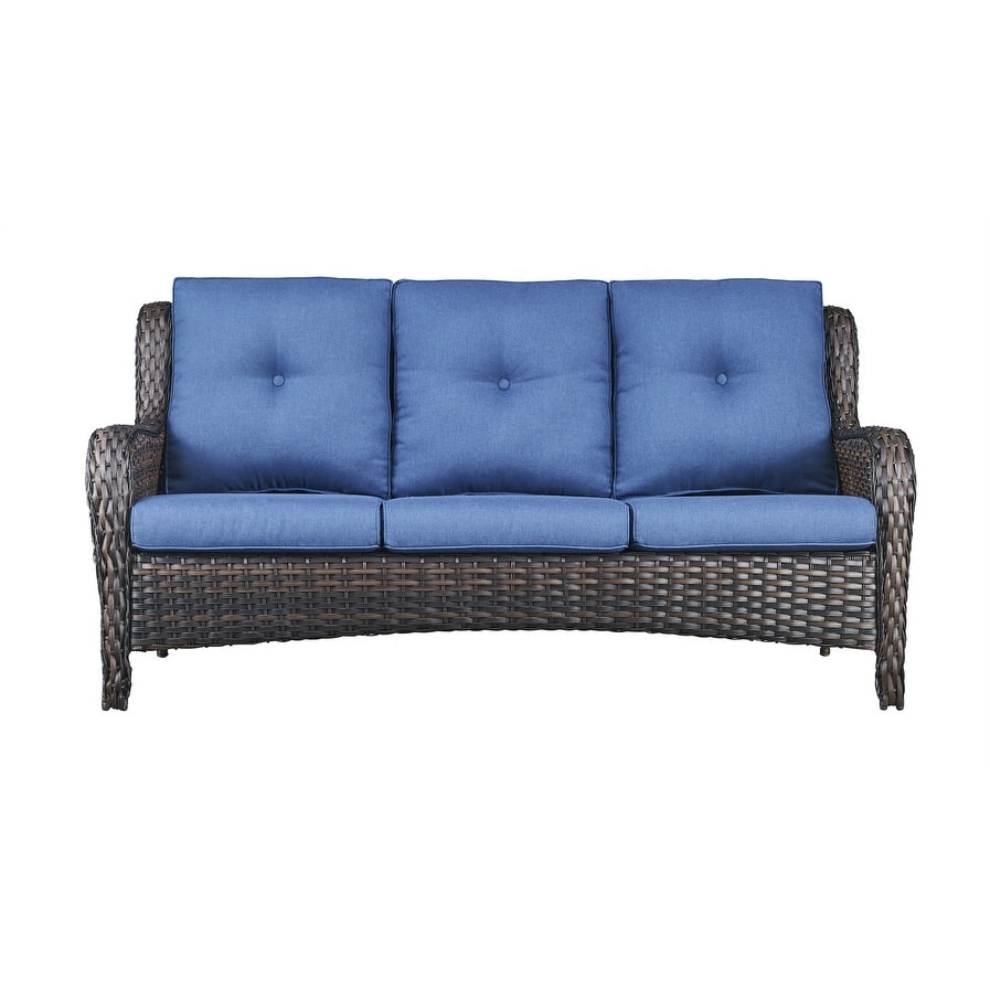 Set di 3 pouf componibili in vimini con schienale alto per esterni Gymojoy