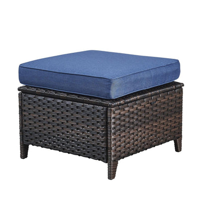 Set di 3 pouf componibili in vimini con schienale alto per esterni Gymojoy