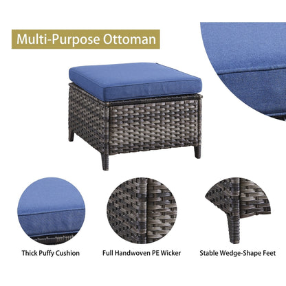 Set di 3 pouf componibili in vimini con schienale alto per esterni Gymojoy