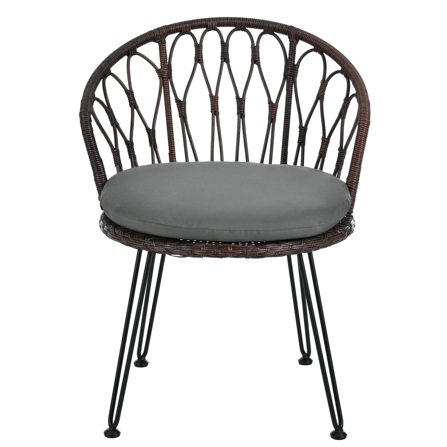 Set di 3 sedie da conversazione per il tempo libero in rattan per patio esterno con 2 sedie e tavolino in vetro