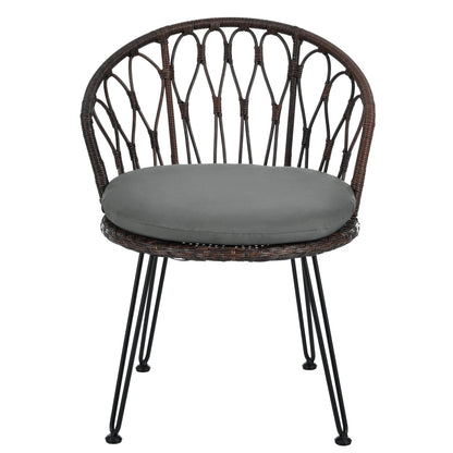 Set di 3 sedie da conversazione per il tempo libero in rattan per patio esterno con 2 sedie e tavolino in vetro