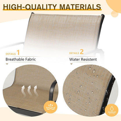 Set da bistrot con sedia a dondolo da esterno per patio, 3 pezzi, e tavolino da caffè con piano in vetro