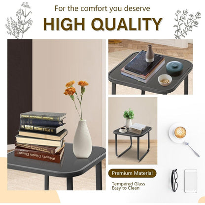 Set da bistrot con sedia a dondolo da esterno per patio, 3 pezzi, e tavolino da caffè con piano in vetro