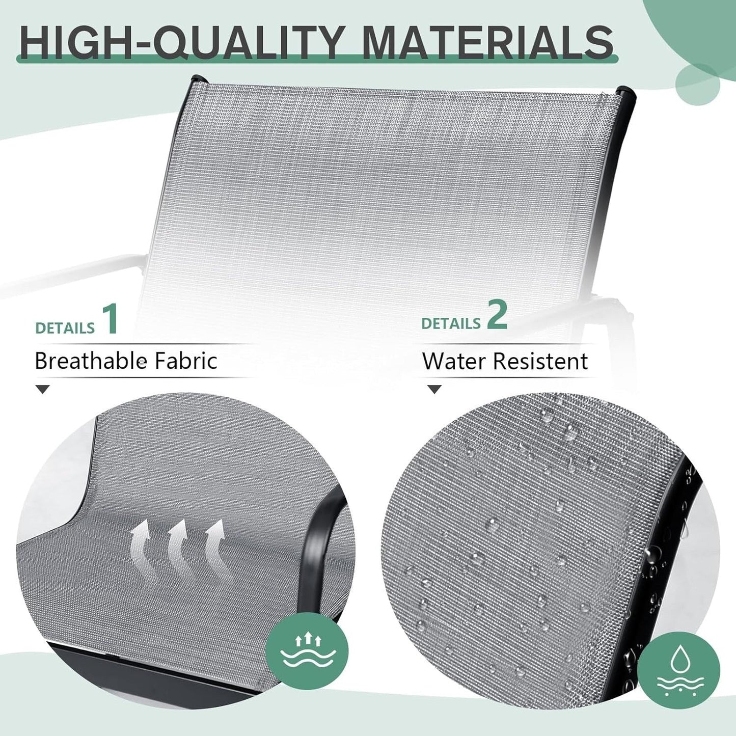 Set da bistrot con sedia a dondolo da esterno per patio, 3 pezzi, e tavolino da caffè con piano in vetro