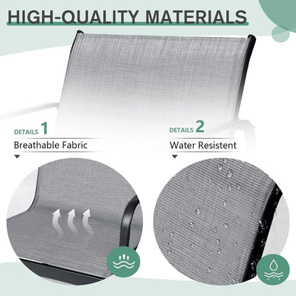 Set da bistrot con sedia a dondolo da esterno per patio, 3 pezzi, e tavolino da caffè con piano in vetro