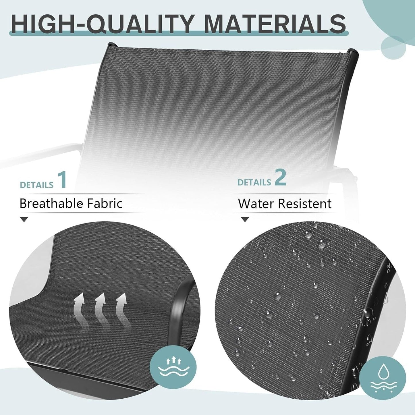 Set da bistrot con sedia a dondolo da esterno per patio, 3 pezzi, e tavolino da caffè con piano in vetro