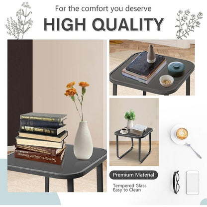 Set da bistrot con sedia a dondolo da esterno per patio, 3 pezzi, e tavolino da caffè con piano in vetro