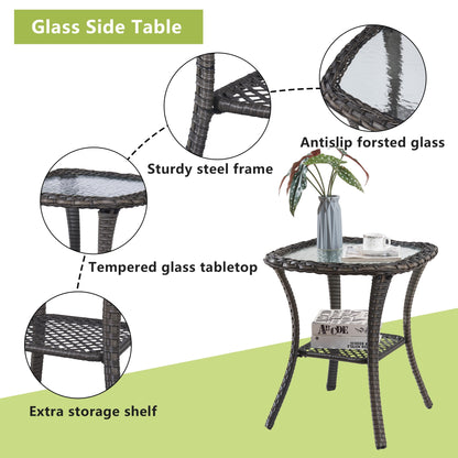 Set da bistrot girevole da esterno Pocassy da 3 pezzi, sedie a dondolo in vimini