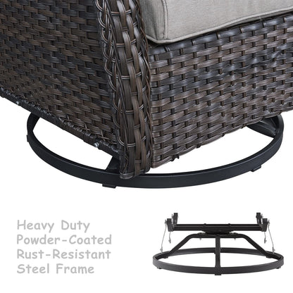 Set da bistrot girevole da esterno Pocassy da 3 pezzi, sedie a dondolo in vimini