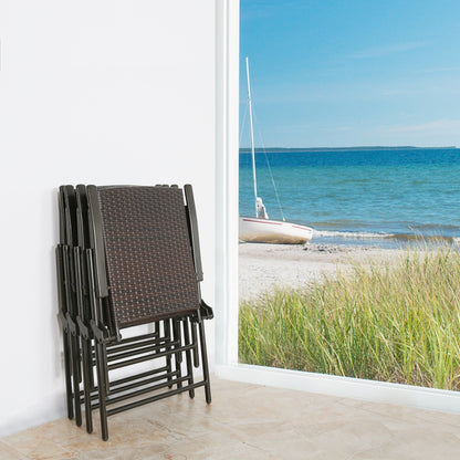 Set da esterno in vimini da 3 pezzi con sedie da pranzo e tavolo da giardino pieghevole