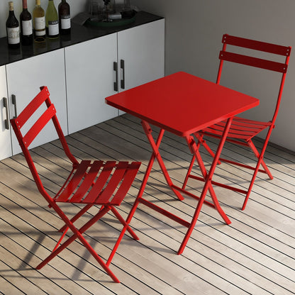 Set da bistrot minimalista da patio, 3 pezzi, tavolo quadrato pieghevole e sedie - 3 pezzi