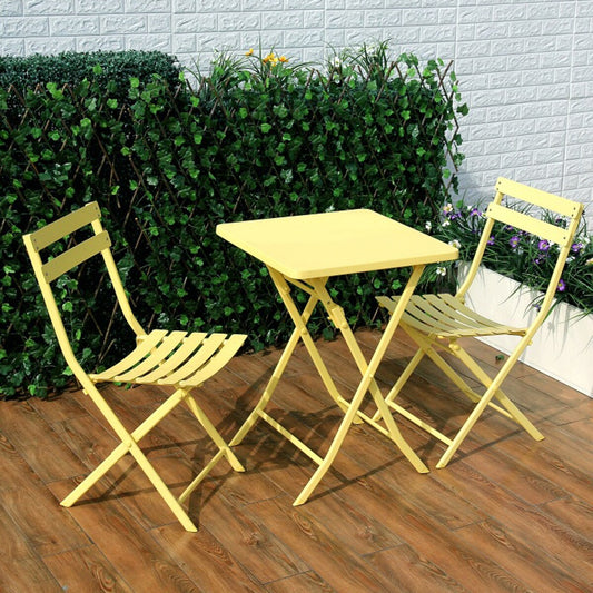 Set da bistrot minimalista da patio, 3 pezzi, tavolo quadrato pieghevole e sedie - 3 pezzi