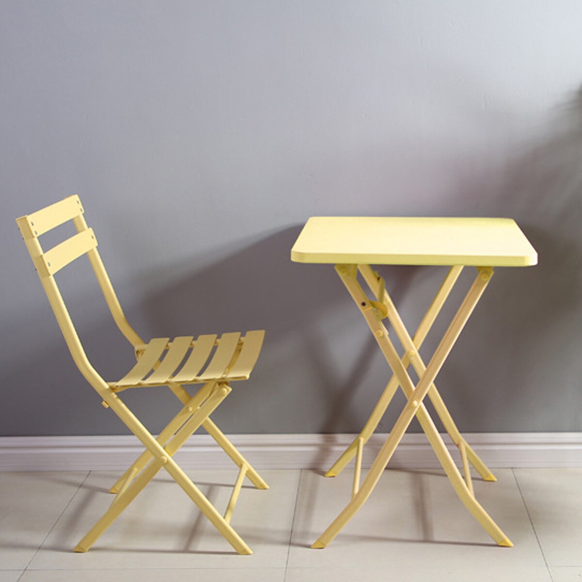 Set da bistrot minimalista da patio, 3 pezzi, tavolo quadrato pieghevole e sedie - 3 pezzi