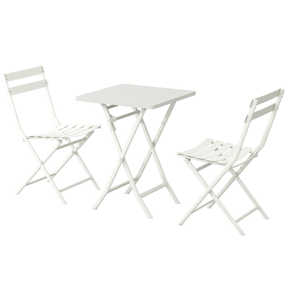 Set da bistrot minimalista da patio, 3 pezzi, tavolo quadrato pieghevole e sedie - 3 pezzi