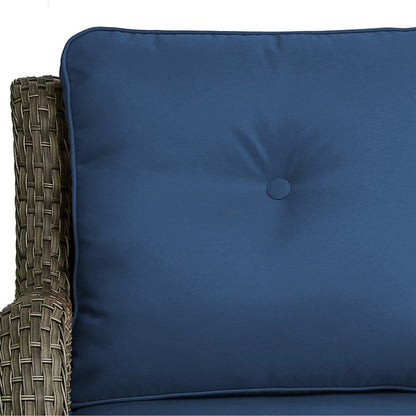 Set di 3 sedie a dondolo girevoli imbottite in rattan per patio con tavolino laterale