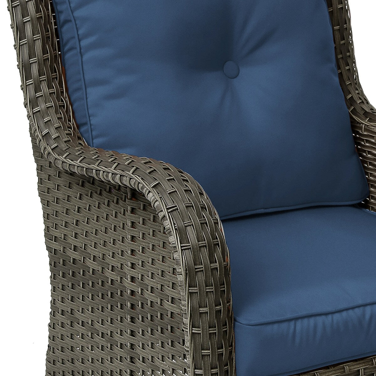 Set di 3 sedie a dondolo girevoli imbottite in rattan per patio con tavolino laterale