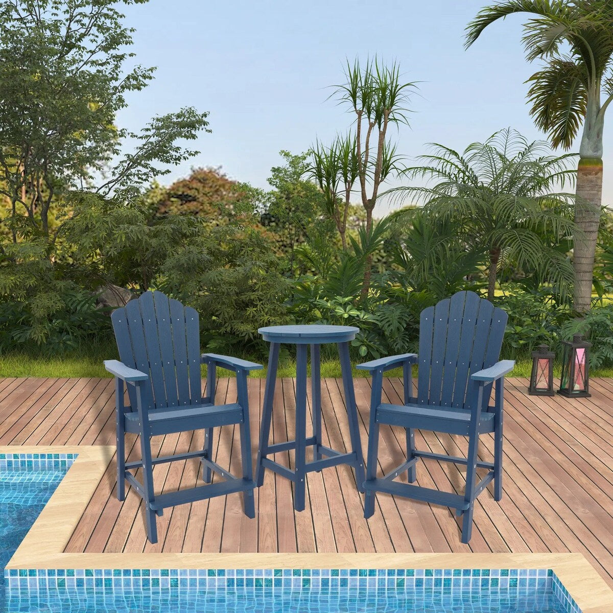 Set di 3 sedie e tavolo Adirondack in plastica per esterni e patio