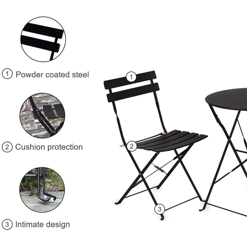 Set da bistrot per patio in acciaio di alta qualità da 3 pezzi Clihome Outdoor