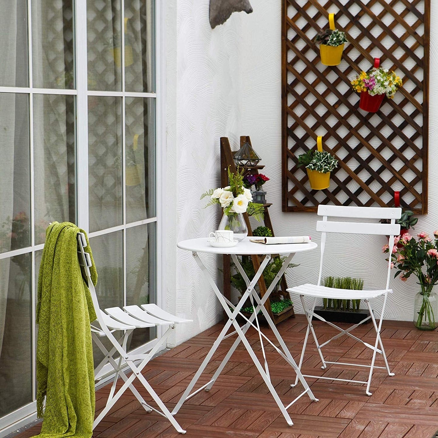 Set da bistrot per patio in acciaio di alta qualità da 3 pezzi Clihome Outdoor