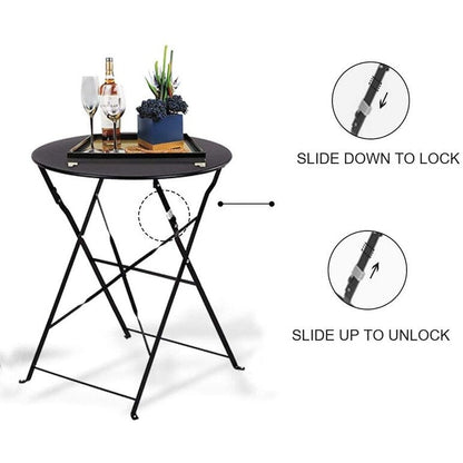 Set da bistrot per patio in acciaio di alta qualità da 3 pezzi Clihome Outdoor