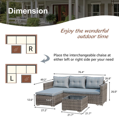 Set di 3 divani componibili da esterno in vimini PE