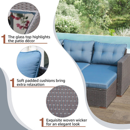 Set di 3 divani componibili da esterno in vimini PE