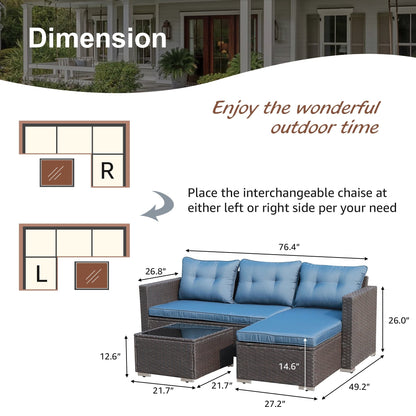 Set di 3 divani componibili da esterno in vimini PE