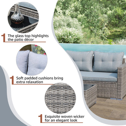 Set di 3 divani componibili da esterno in vimini PE