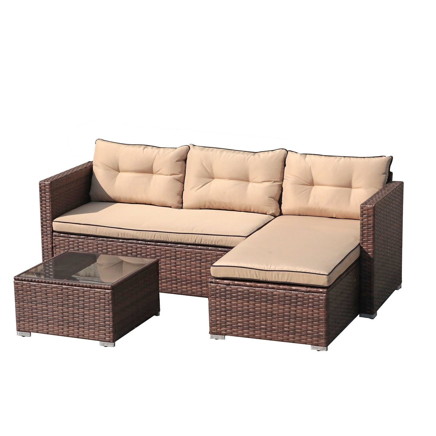 Set di 3 divani componibili da esterno in vimini PE