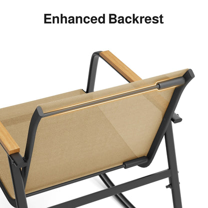 Set da bistrot a dondolo da 3 pezzi, set di mobili da giardino in tessuto textilene, sedie a dondolo per veranda