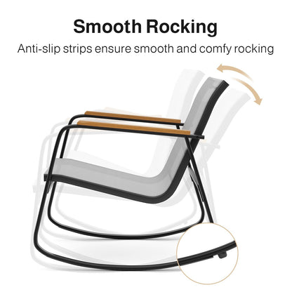 Set da bistrot a dondolo da 3 pezzi, set di mobili da giardino in tessuto textilene, sedie a dondolo per veranda