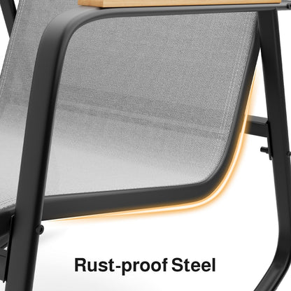 Set da bistrot a dondolo da 3 pezzi, set di mobili da giardino in tessuto textilene, sedie a dondolo per veranda