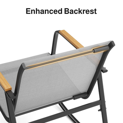 Set da bistrot a dondolo da 3 pezzi, set di mobili da giardino in tessuto textilene, sedie a dondolo per veranda