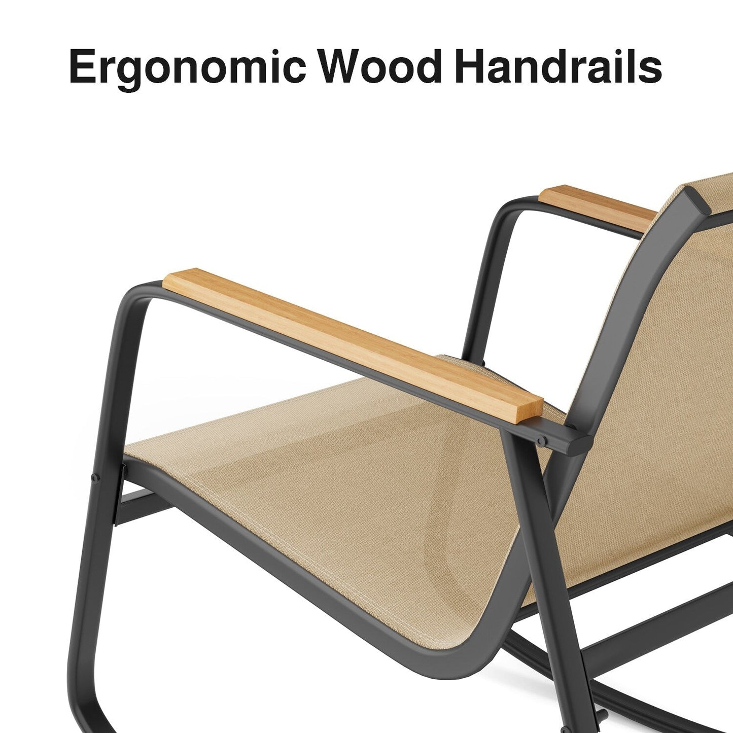 Set da bistrot a dondolo da 3 pezzi, set di mobili da giardino in tessuto textilene, sedie a dondolo per veranda