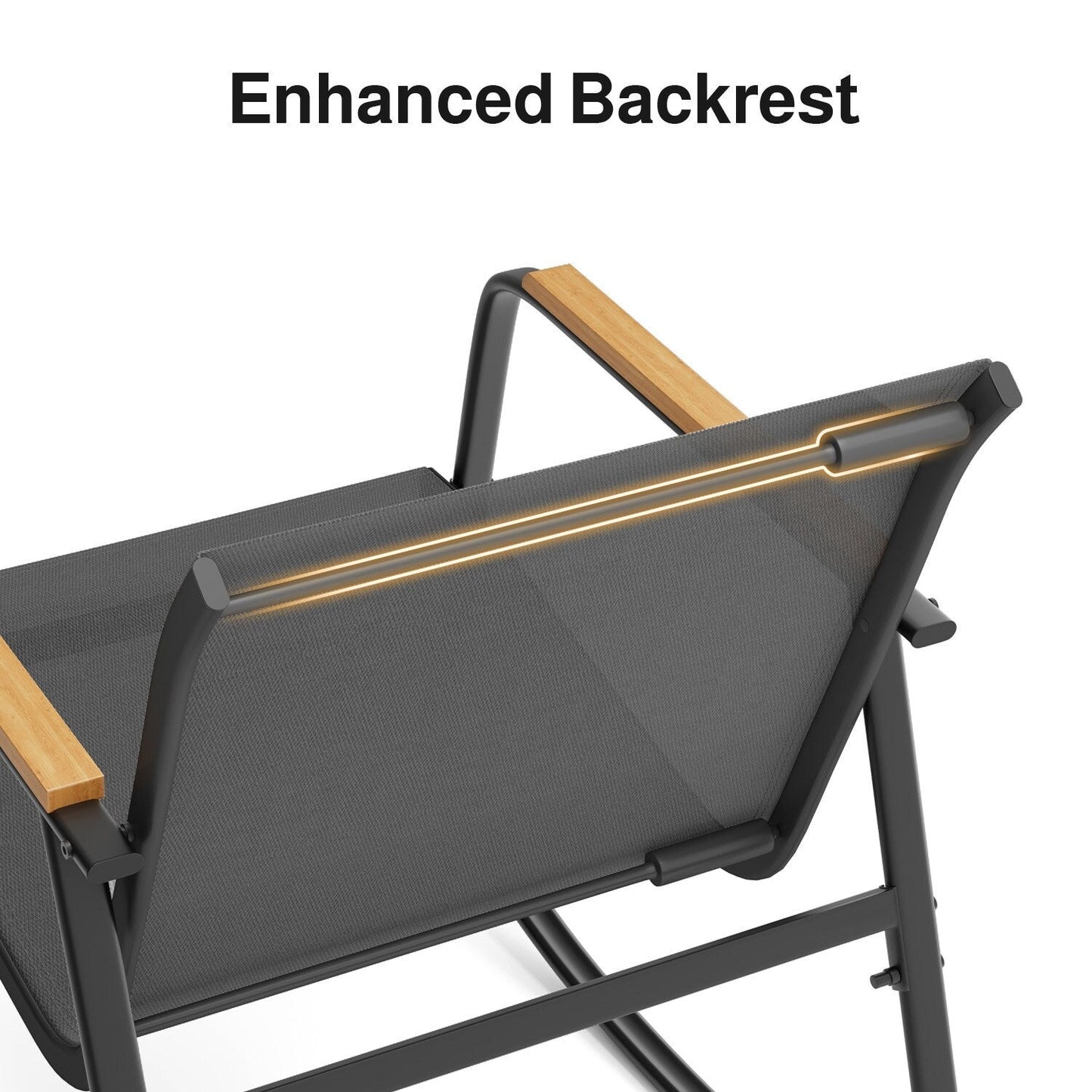 Set da bistrot a dondolo da 3 pezzi, set di mobili da giardino in tessuto textilene, sedie a dondolo per veranda